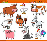 farm animals set cartoon illustration