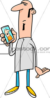 guy with mobile cartoon