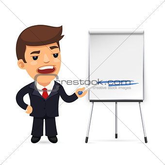 Businessman With Marker in Front of the Flipchart