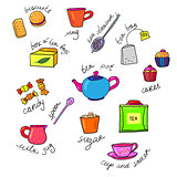 bright colors tea cup and teapot
