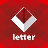 Abstract vector logo letter V on a red background