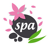 Abstract vector logo stones and leaves for spa salon