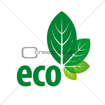eco vector logo in the form of green leaves