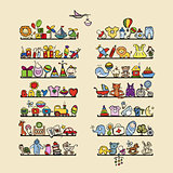 Shelves with baby icons for your design