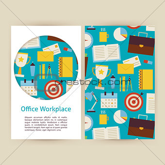 Vector Office Workplace Business Banners Set Template