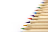 Diagonal row of colorful pencils