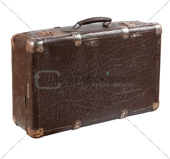 Old shabby leather suitcase