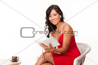Young Woman Reading The Electronic Book