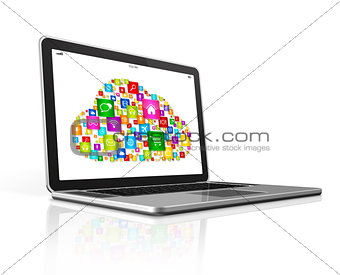 Cloud Computing Symbol on a laptop