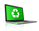 Laptop with a recycle symbol on screen. environmental conservati