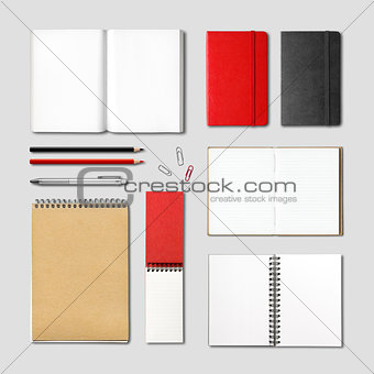 stationery books and notebooks mockup