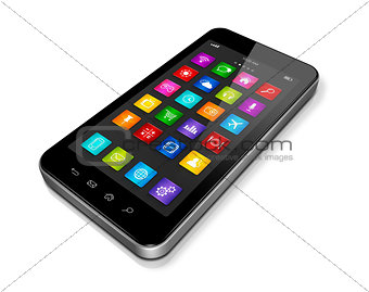High Tech Smartphone with apps icons interface