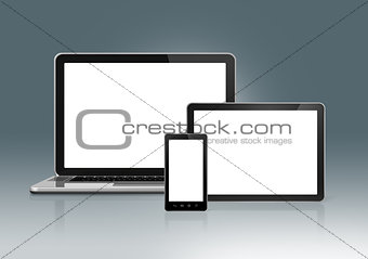 High Tech Laptop, mobile phone and digital tablet pc