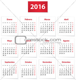 2016 Spanish calendar