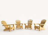 Four miniature adirondack chairs on white