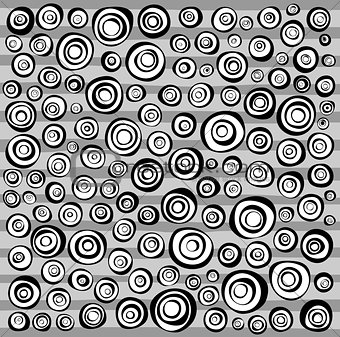 loop spiral concentric circles collection in black and white