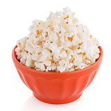 Popcorn in a orange bowl