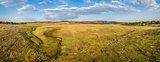 prairie at Colorado foothills - aerial panorama
