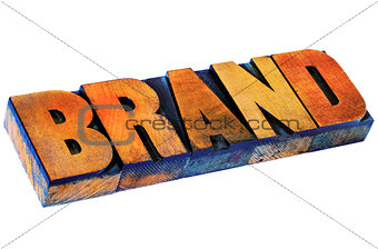 brand word in letterpress wood type