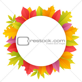 Colorful Autumn Leaves Round Frame