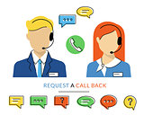 Female and male call centre operator