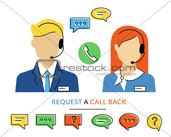Female and male call centre operator