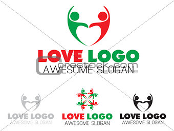 Couples team heart logo design