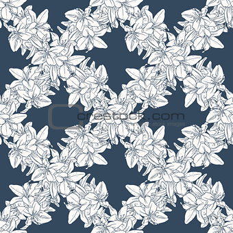 Seamless pattern with  lilies