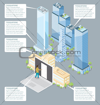 Vector 3d Flat Isometric Office Building