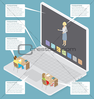 Vector 3d Flat Isometric With Education Concept