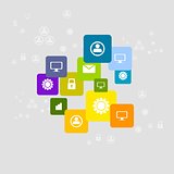Bright social communication icons background