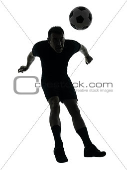 man soccer player heading silhouette