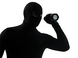 thief criminal with flashlight silhouette