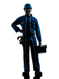 repair man worker standing smiling  silhouette
