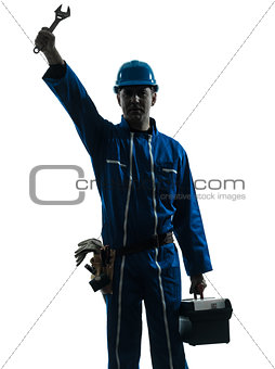 repair man worker saluting silhouette