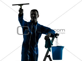 man window cleaner worker silhouette