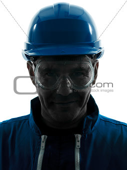 man construction protective workwear silhouette portrait