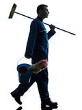 man janitor cleaner cleaning silhouette