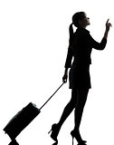 business woman  traveling walking   silhouette