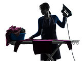 woman maid housework ironing silhouette
