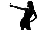 stylish silhouette woman laughing thumb up