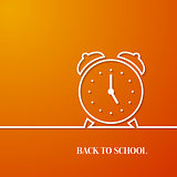 Back to school card with paper alarm clock.