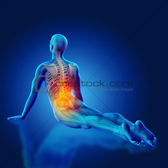 3D blue medical figure in yoga pose