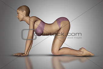 3D female figure in yoga pose