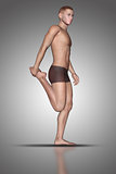 3D male figure in a stretch pose