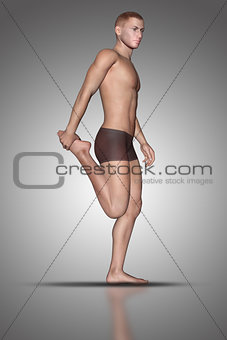 3D male figure in a stretch pose