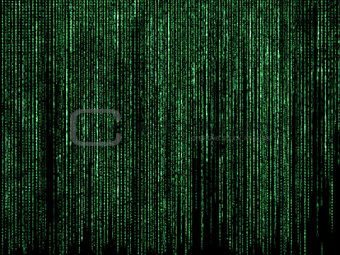 Futuristic code background with green letters