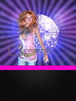 Disco poster with dancing girl