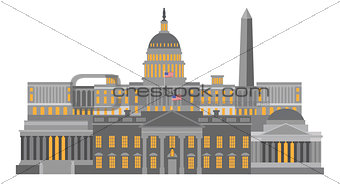 Washington DC Monuments and Landmarks Illustration