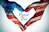 heart patterned as the flag of the United States and text Patrio
